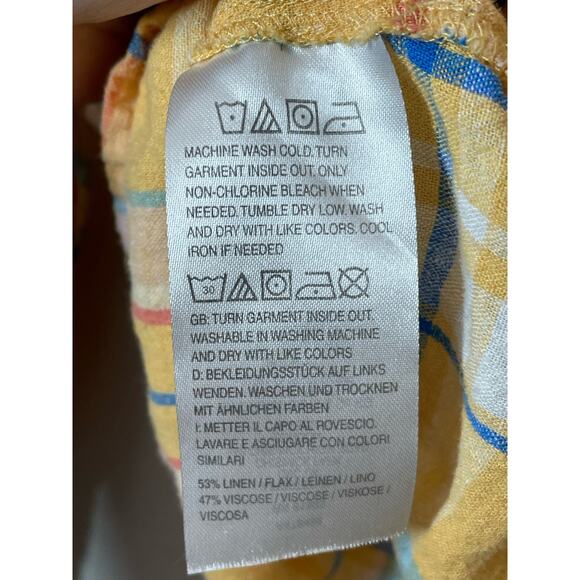 Candace Cameron Bure Yellow Plaid Shirt Linen Blend Button up 1X - Picture 4 of 4